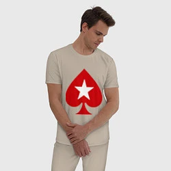 Пижама хлопковая мужская Покер Пики Poker Stars, цвет: миндальный — фото 2