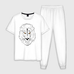 Пижама хлопковая мужская Лев Art, цвет: белый