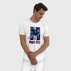 Пижама хлопковая мужская Night City Nier: automata, цвет: белый — фото 2