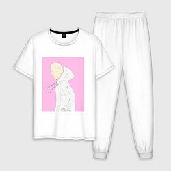 Пижама хлопковая мужская Сайтама One Punch Man, цвет: белый