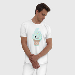 Пижама хлопковая мужская Мороженка, цвет: белый — фото 2