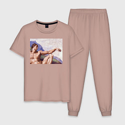 Пижама хлопковая мужская Искусство, цвет: пыльно-розовый