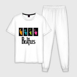 Пижама хлопковая мужская Всемирный день The Beatles, цвет: белый