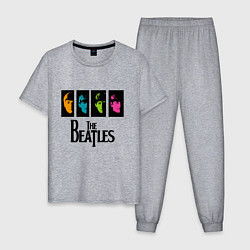 Пижама хлопковая мужская Всемирный день The Beatles, цвет: меланж