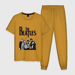 Пижама хлопковая мужская The Beatles, цвет: горчичный