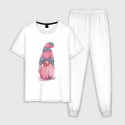 Пижама хлопковая мужская Гномик, цвет: белый