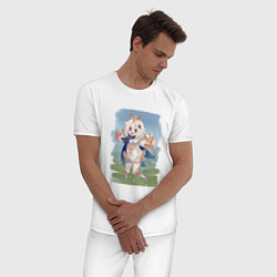 Пижама хлопковая мужская Паймон, цвет: белый — фото 2
