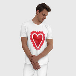 Пижама хлопковая мужская Сердечко, цвет: белый — фото 2