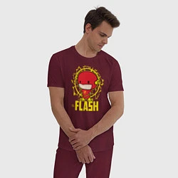 Пижама хлопковая мужская The Flash, цвет: меланж-бордовый — фото 2