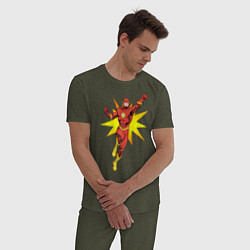 Пижама хлопковая мужская The Flash, цвет: меланж-хаки — фото 2