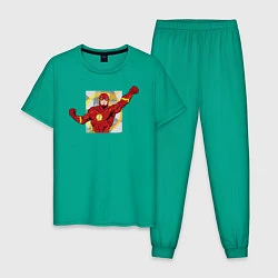 Пижама хлопковая мужская Флэш, цвет: зеленый