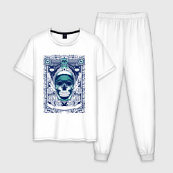 Пижама хлопковая мужская Skull Art, цвет: белый