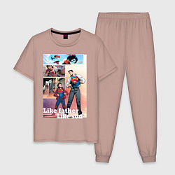 Пижама хлопковая мужская SUPERMAN & SUPERBOY, цвет: пыльно-розовый