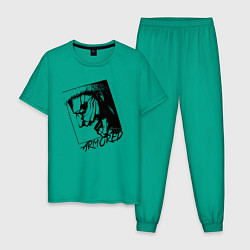Пижама хлопковая мужская Атака Титанов, цвет: зеленый