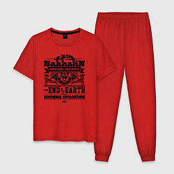Пижама хлопковая мужская Сахалин - остров мечты, цвет: красный