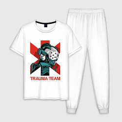 Пижама хлопковая мужская TRAUMA TEAM Cyberpunk 2077, цвет: белый