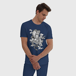 Пижама хлопковая мужская ДРАКОН DRAGON, цвет: тёмно-синий — фото 2