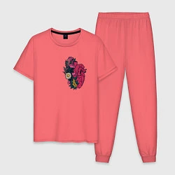 Пижама хлопковая мужская Heart, цвет: коралловый