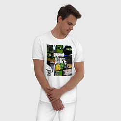Пижама хлопковая мужская Grand Theft Pepe, цвет: белый — фото 2
