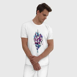 Пижама хлопковая мужская Цветок, цвет: белый — фото 2
