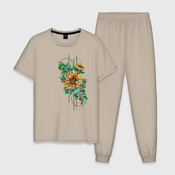 Пижама хлопковая мужская Sunflower, цвет: миндальный
