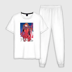 Пижама хлопковая мужская Evangelion Asuka, цвет: белый