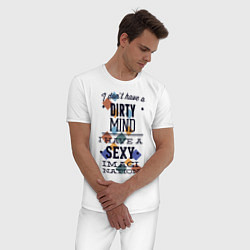 Пижама хлопковая мужская Грязные мысли - у меня сексуальная нация воображен, цвет: белый — фото 2