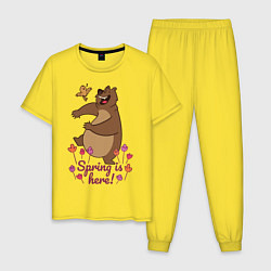Пижама хлопковая мужская Весенний медведь, цвет: желтый