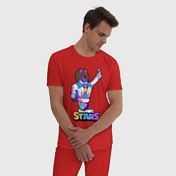 Пижама хлопковая мужская STU Disco СТУ Диско, цвет: красный — фото 2