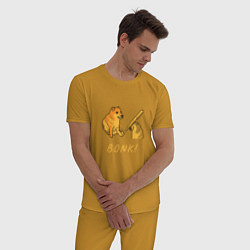 Пижама хлопковая мужская Doge Bonk go to horny jail, цвет: горчичный — фото 2