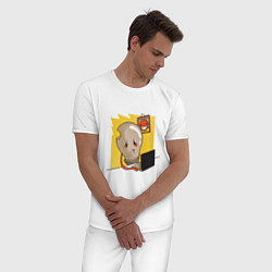 Пижама хлопковая мужская Грустная лампочка, цвет: белый — фото 2