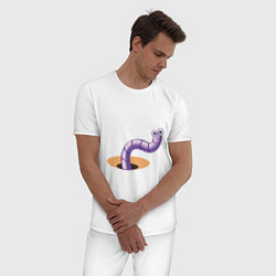 Пижама хлопковая мужская Червяк, цвет: белый — фото 2