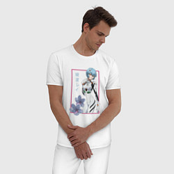 Пижама хлопковая мужская Рей Аянами Evangelion, цвет: белый — фото 2