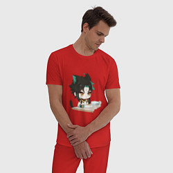 Пижама хлопковая мужская Чиби Сяо, цвет: красный — фото 2