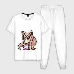 Пижама хлопковая мужская Pixel art anime, цвет: белый