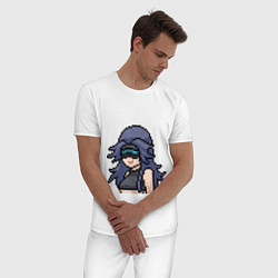 Пижама хлопковая мужская Pixel art anime, цвет: белый — фото 2