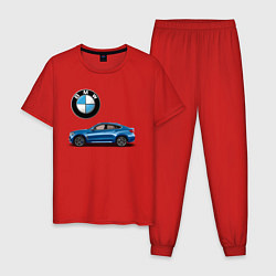 Пижама хлопковая мужская BMW X6, цвет: красный