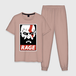 Пижама хлопковая мужская RAGE GOW, цвет: пыльно-розовый