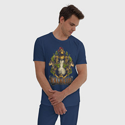 Пижама хлопковая мужская Valheim рыцарь и львы, цвет: тёмно-синий — фото 2