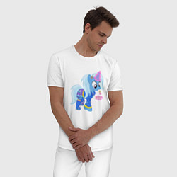Пижама хлопковая мужская Пони с рогом, цвет: белый — фото 2