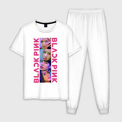 Пижама хлопковая мужская BLACKPINK Neon, цвет: белый