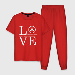 Пижама хлопковая мужская LOVE MERCEDES BENZ, цвет: красный