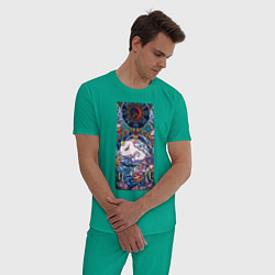 Пижама хлопковая мужская Созвездие кролика, цвет: зеленый — фото 2
