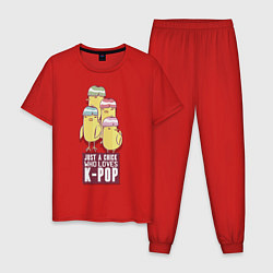 Пижама хлопковая мужская Цыпочка, которая любит K-POP, цвет: красный