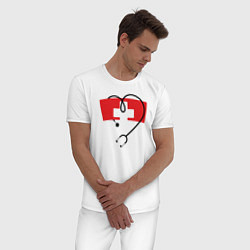 Пижама хлопковая мужская Медсестра Доктор, цвет: белый — фото 2