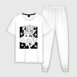 Пижама хлопковая мужская Сакура ловец карт, цвет: белый