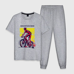 Пижама хлопковая мужская Mountain Bike велосипедист, цвет: меланж