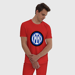 Пижама хлопковая мужская ИНТЕР ЛОГОТИП 2021, цвет: красный — фото 2