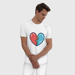 Пижама хлопковая мужская Сердце, цвет: белый — фото 2