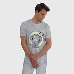 Пижама хлопковая мужская Слоненок в наушниках, цвет: меланж — фото 2